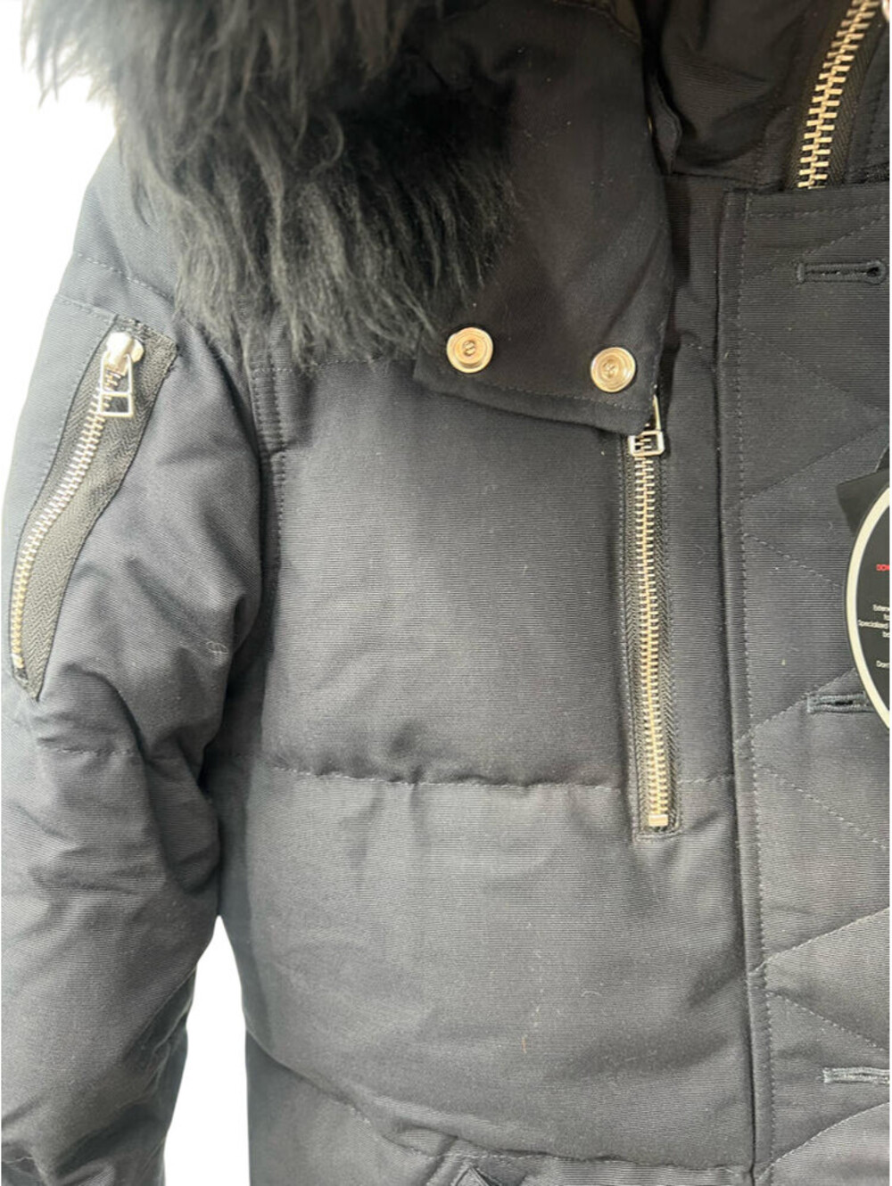 Moose Knuckles 3Q Shearling Jacket navy/Black Women's Size L - Picture 4 of 6